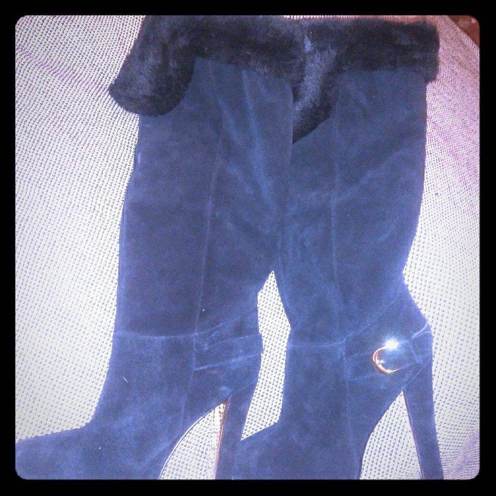 Over the knee genuine suede
